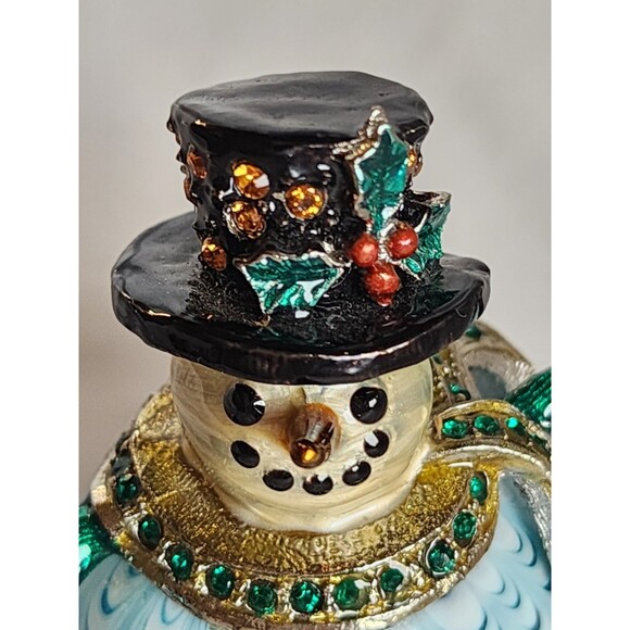 Fitz & Floyd 2006 Guild Holiday Snowman Trinket Box Jeweled Magnetic Closure - Picture 3 of 16